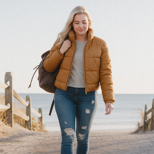 Faux Leather Bomber Puffer Jacket