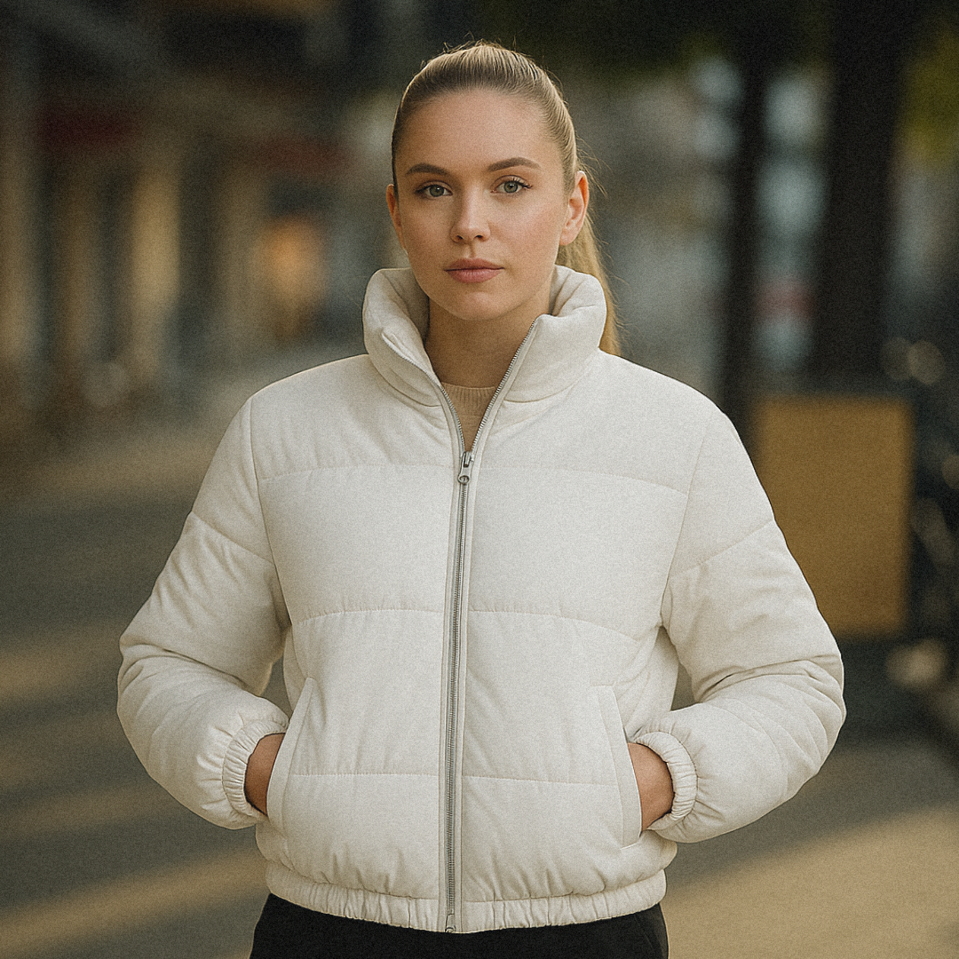 Faux Leather Bomber Puffer Jacket
