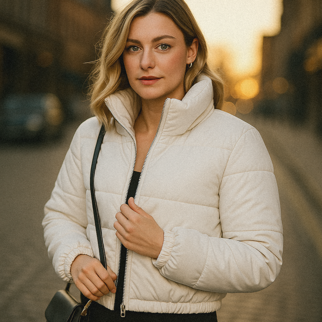 Faux Leather Bomber Puffer Jacket