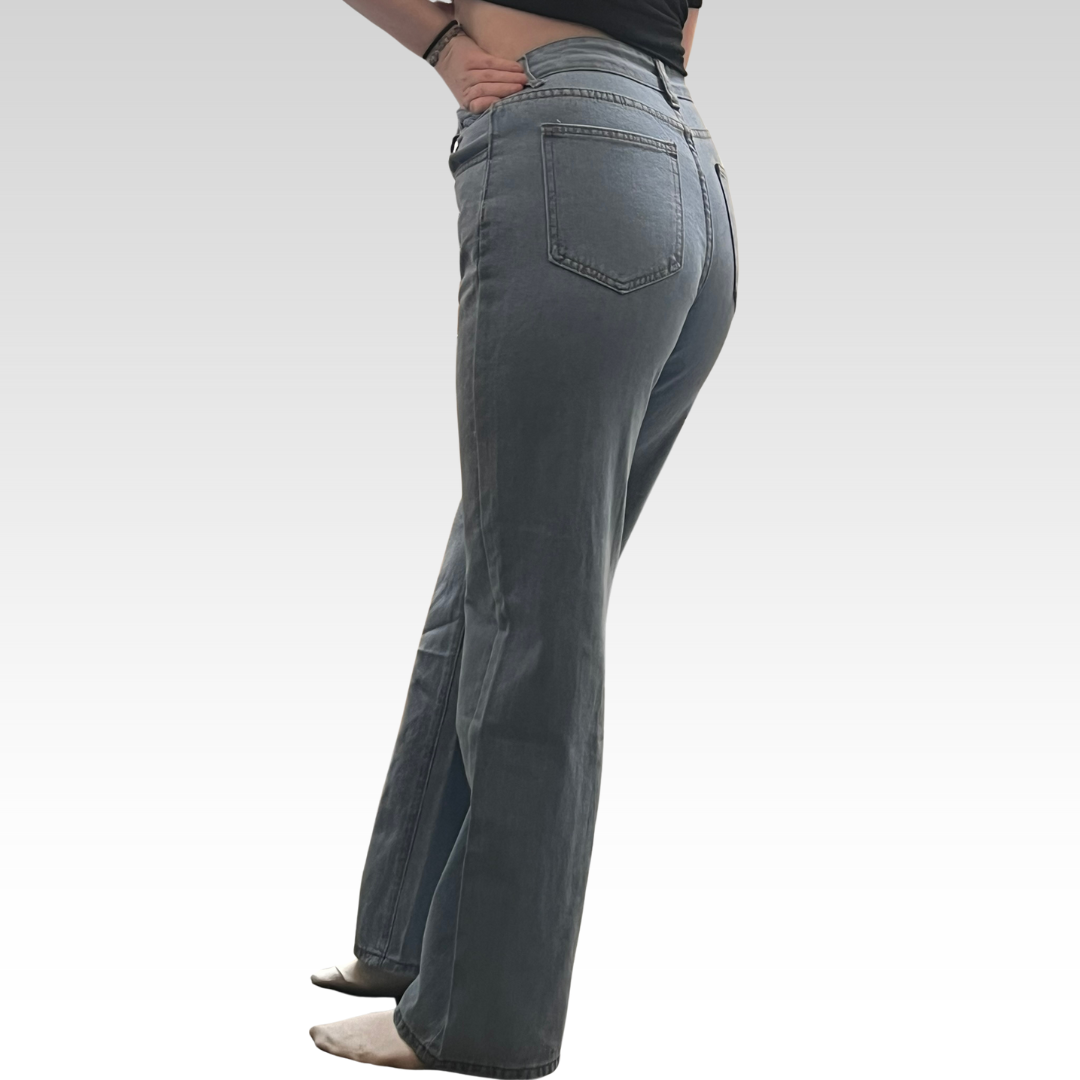 Regular High Waist Straight Blue Jeans