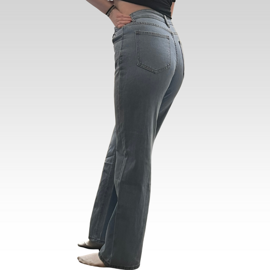 Regular High Waist Straight Blue Jeans